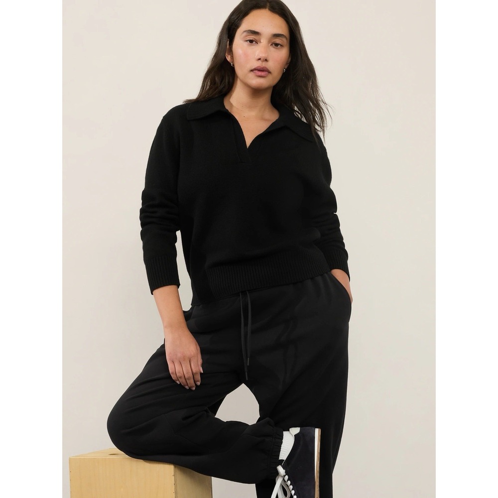 Athleta Alpine Collar Sweater Merino Wool & Cashmere Black‎ NEW Size Small $199